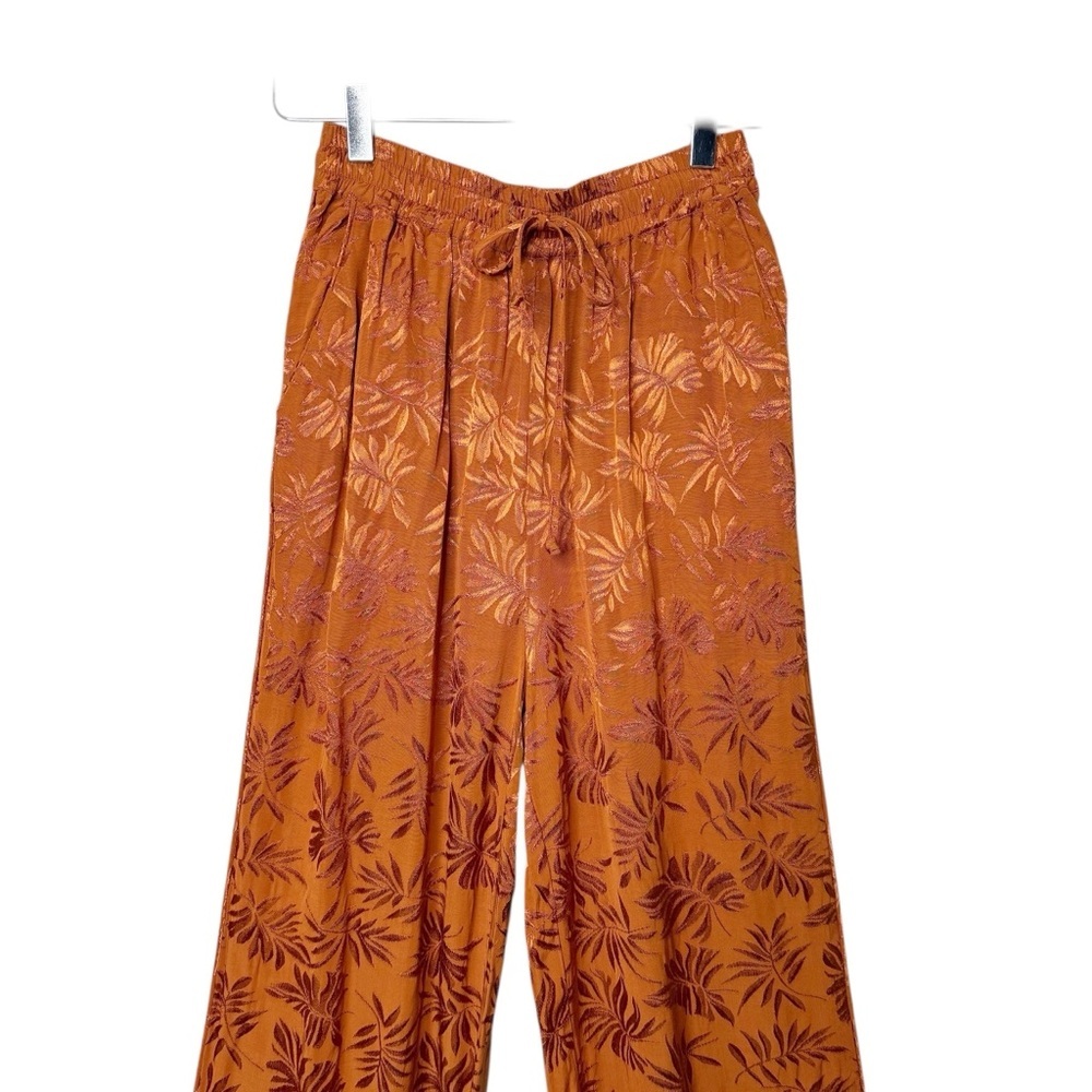 L*Space In Your Dreams Rust Floral Satin Lounge Resort Pants Pajama Sz S - Picture 3 of 13